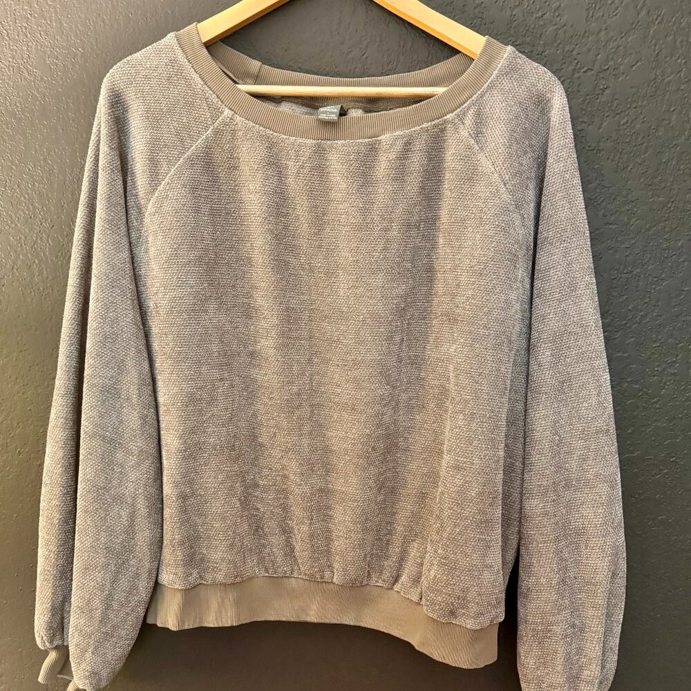 PrAna Waffle Weave Crewneck with Bellsleeves Taupe Size Large